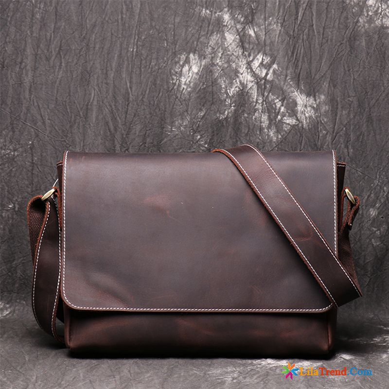 Aktentasche Schwarz Leder Herren Kreuzung Rucksäck Messenger-tasche Schultertaschen Retro Billig