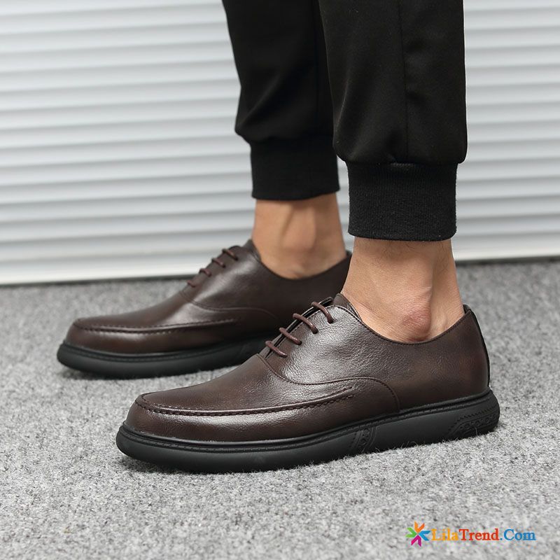 Anzugschuhe Dunkelbraun Dunkelblau Trend Casual British Flache Schnürschuhe Kaufen