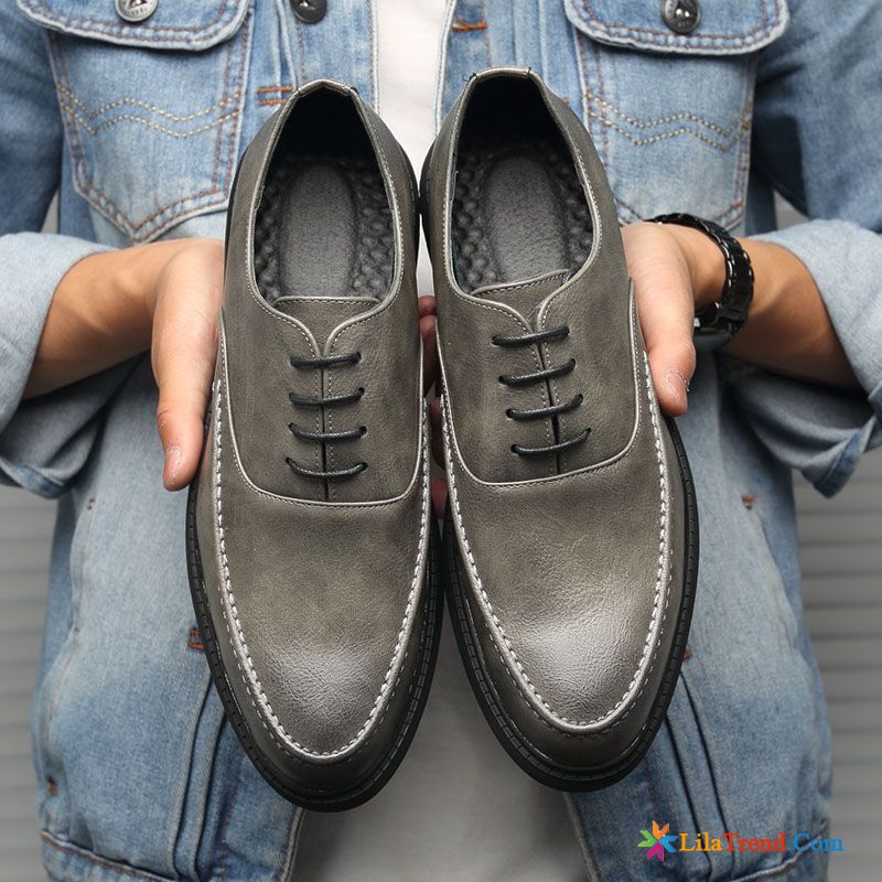 Anzugschuhe Dunkelbraun Dunkelblau Trend Casual British Flache Schnürschuhe Kaufen