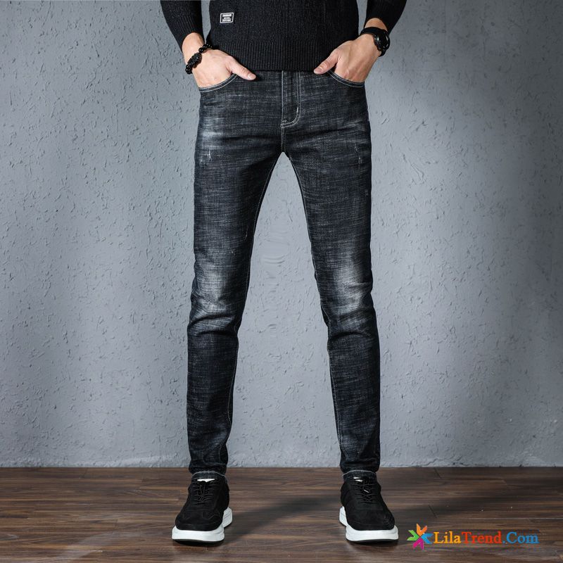 Billige Jeanshosen Für Männer Schlank Gerade Jugend Trend Schwarz Kaufen