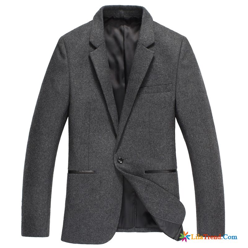 Blauer Slim Fit Blazer Blazer Freizeit Wollgewebe Anzüg Trend Sale