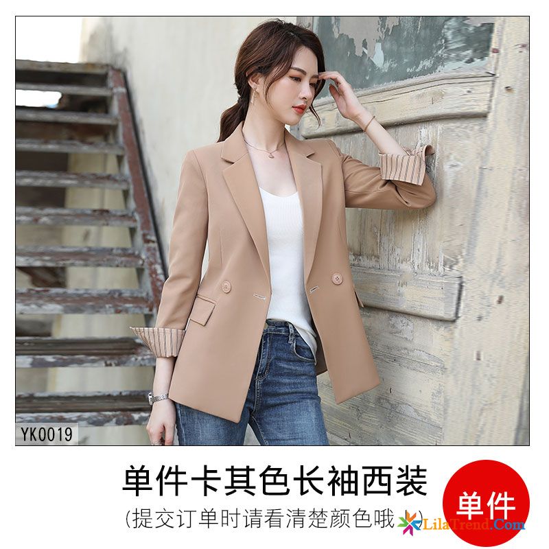 Blazer Beige Slim Fit Allgleiches Kostüm Mantel Britischen Anzüge Billig