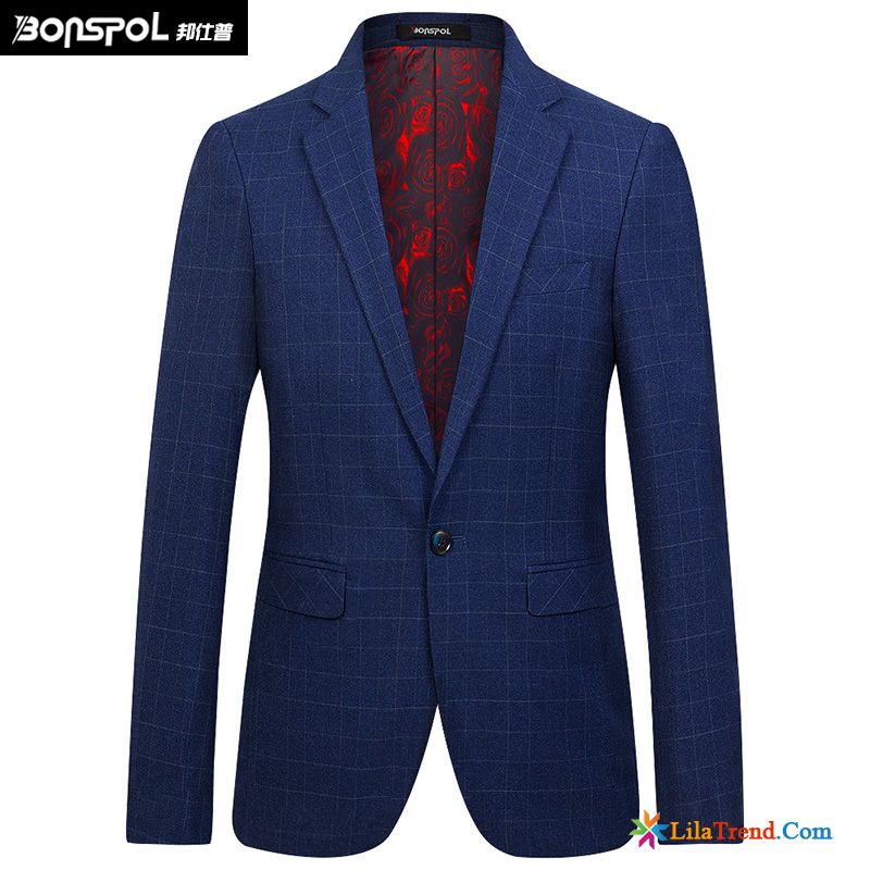 Blazer Weste Blau Herren Rosarot Schlank Freizeit Herren Britischen Feder Sale