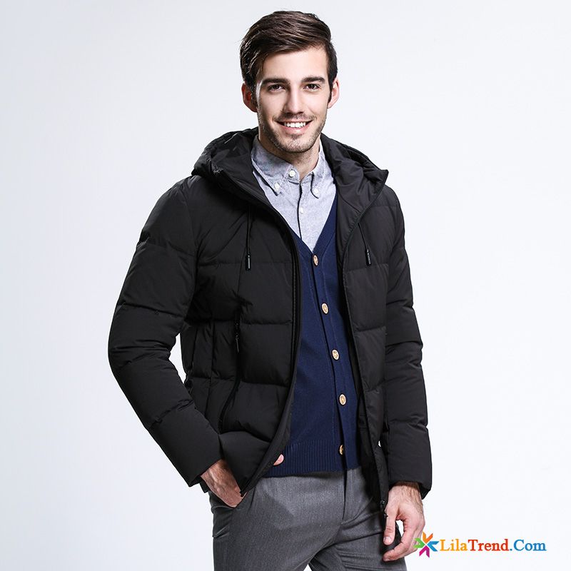 Blouson Jacke Herren Lindgrün Daunenjacke Schlank Kurzer Absatz Blau Mit Kapuze