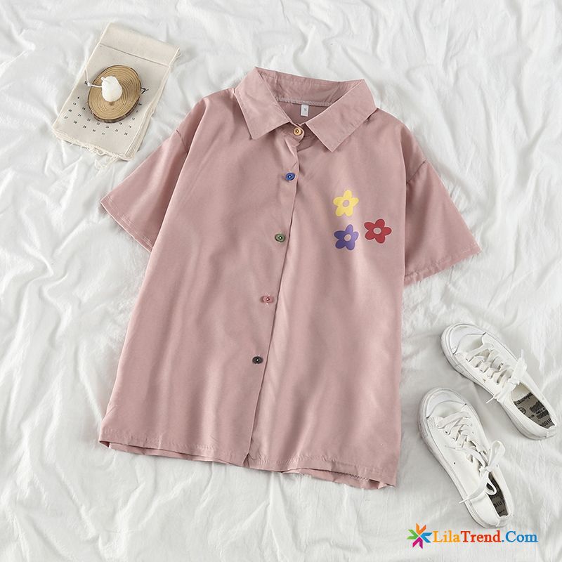 Bluse Weiß Schwarz Kariert Hülse Rosa Sommer Adretten Stil Polo Sale