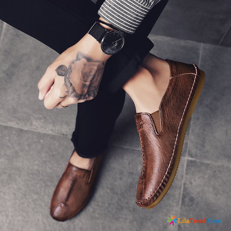 Braune Lederschuhe Herren Casual British Trend Grau Schüler Sale