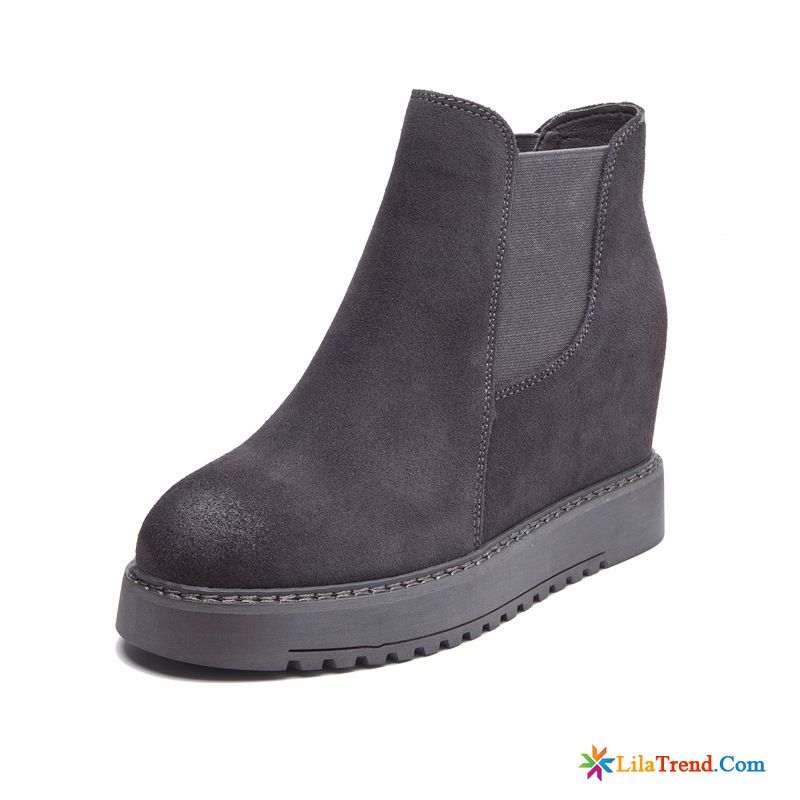 Braune Wildleder Damen Dunkelgrau Retro Damen Gefrostet Plus Samt Stiefel Kaufen