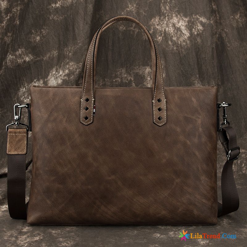 Business Handtasche Herren Aktentasche Herren Kopfschicht Laptoptasche Retro Billig