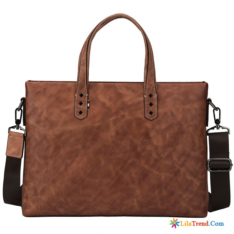 Business Handtasche Herren Aktentasche Herren Kopfschicht Laptoptasche Retro Billig