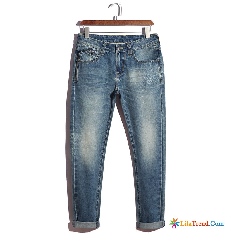 Cargo Jeans Herren Weinrot Jeans Herbst Schmales Bein Trend Herren