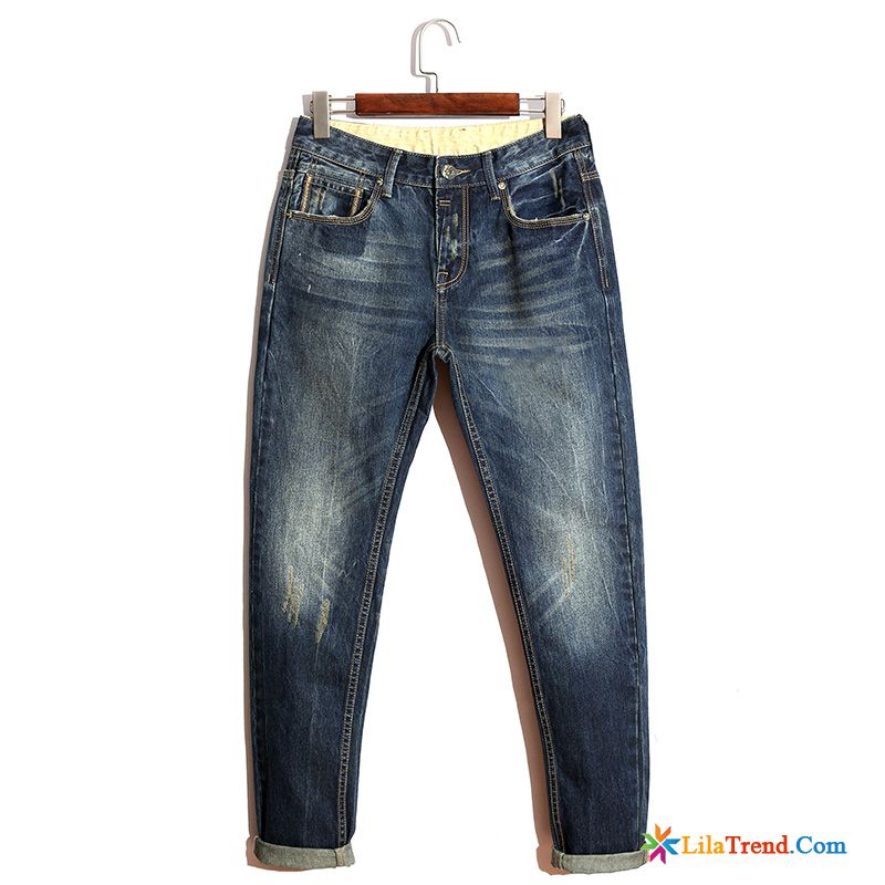 Cargo Jeans Herren Weinrot Jeans Herbst Schmales Bein Trend Herren