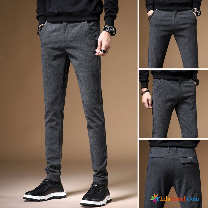 Chino Hose Herren Grau Hellrosa Herbst Schlank Jugend Feder Neu Sale