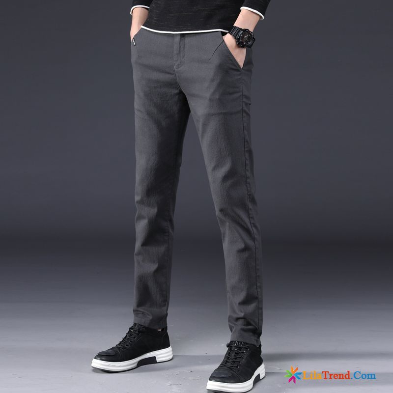 Chino Hosen Herren Slim Fit Dunkelgrau Freizeit Trendmarke Schlank Gerade Herren