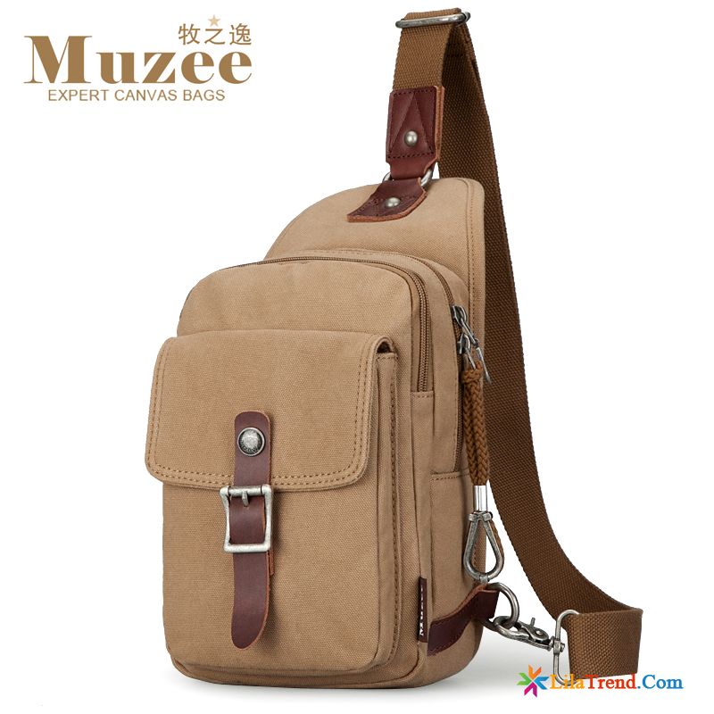 Collegetasche Leder Herren Brustpackung Schultertaschen Segeltuch Taschen Messenger-tasche