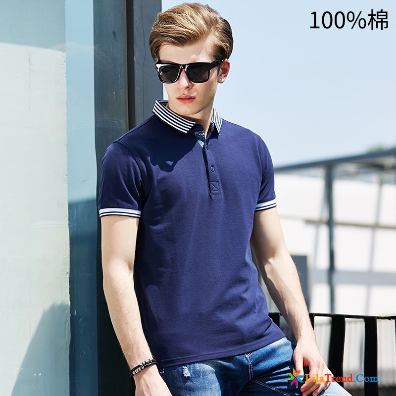 Coole Herren Shirts T-shirts Herren Polo Revers Streifen Verkaufen