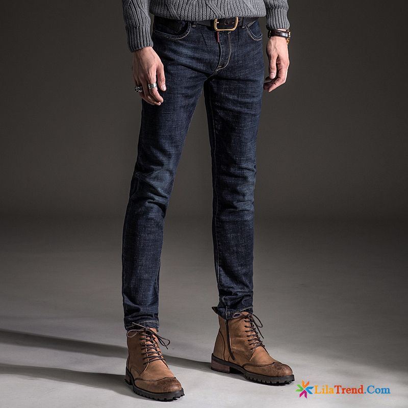 Coole Jeans Männer Trend Elastisch Schwarz Grau Herren Billig