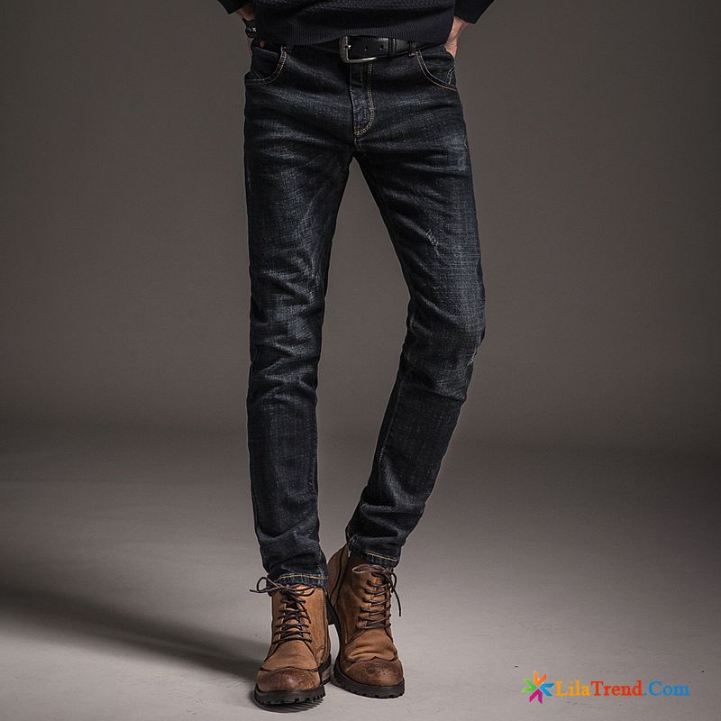 Coole Jeans Männer Trend Elastisch Schwarz Grau Herren Billig