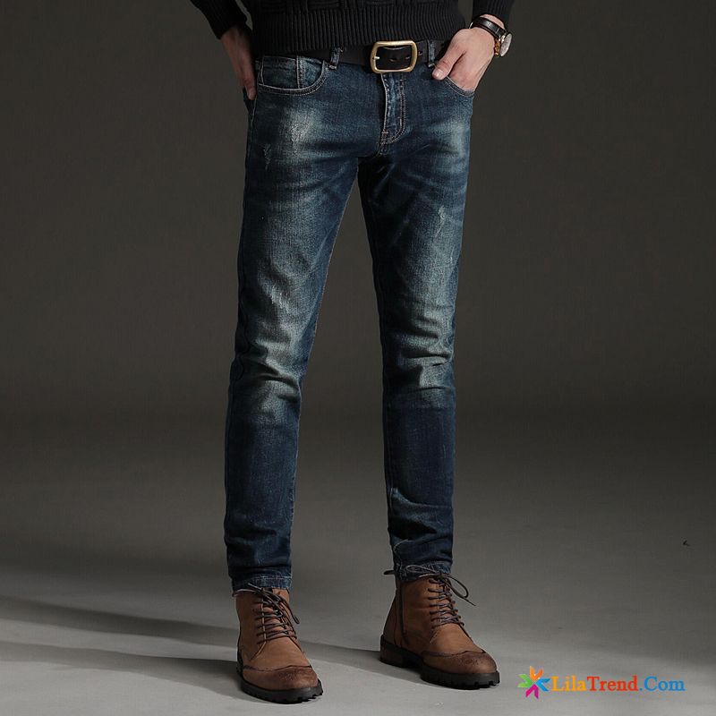 Coole Jeans Männer Trend Elastisch Schwarz Grau Herren Billig