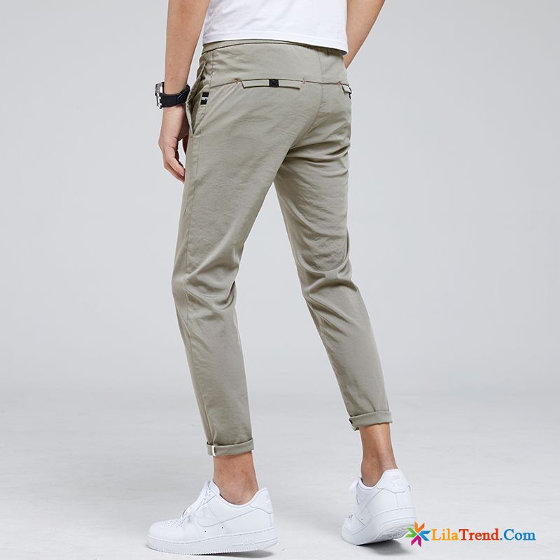 Cordhose Slim Fit Herren Allgleiches Neunte Hose Schmales Bein Herren Khaki Billig