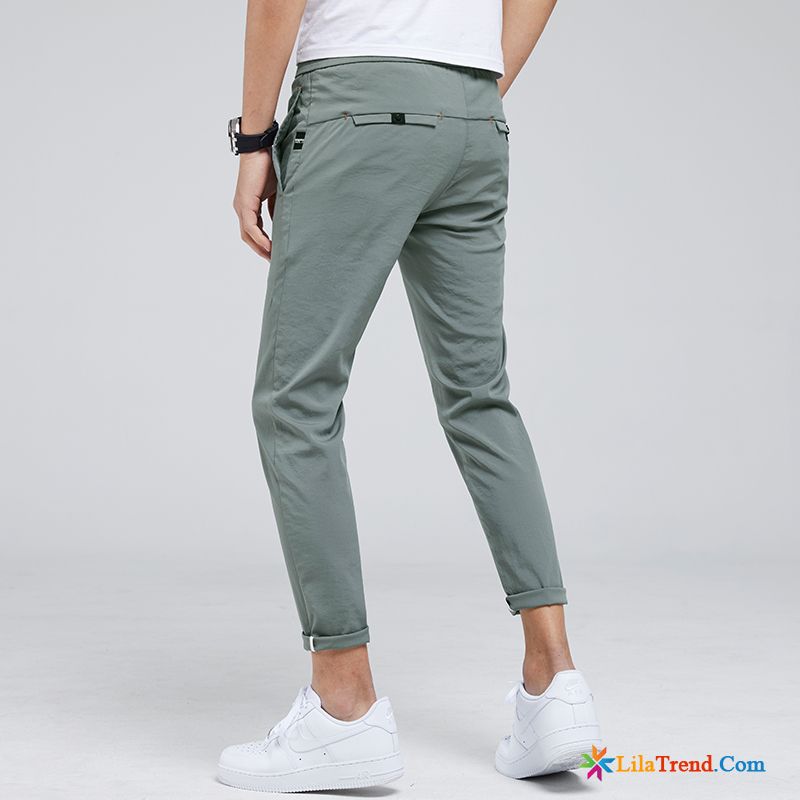 Cordhose Slim Fit Herren Allgleiches Neunte Hose Schmales Bein Herren Khaki Billig