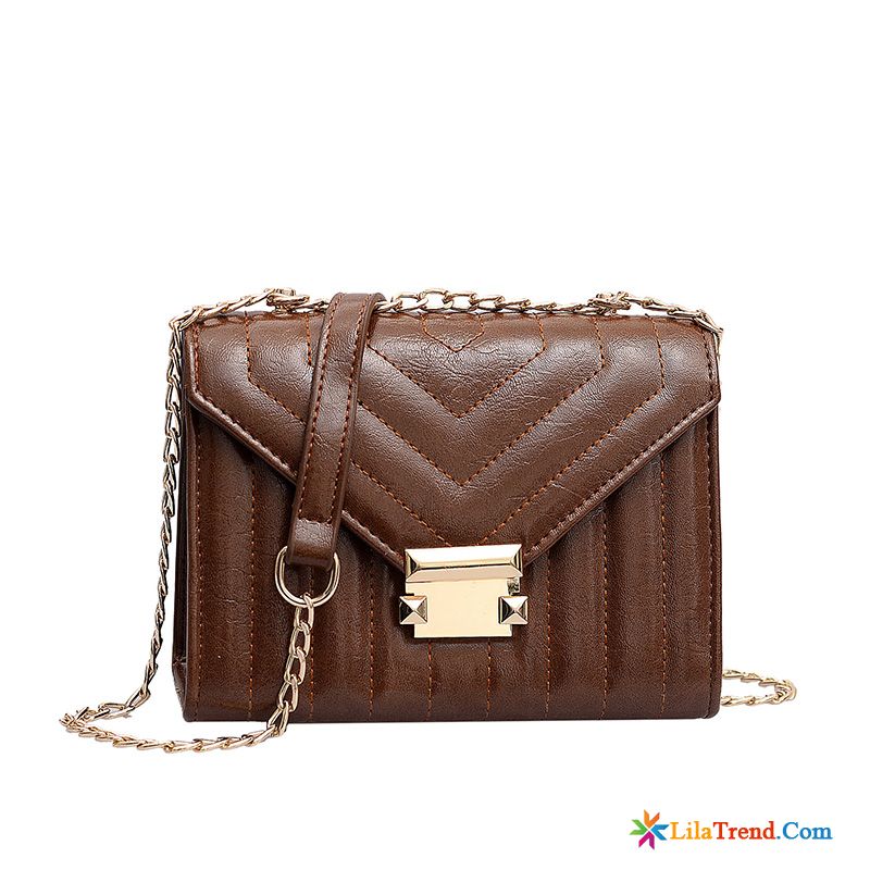 Damen Ledertasche Braun Lachsrosa Frühling Kette Retro Messenger-tasche Trend