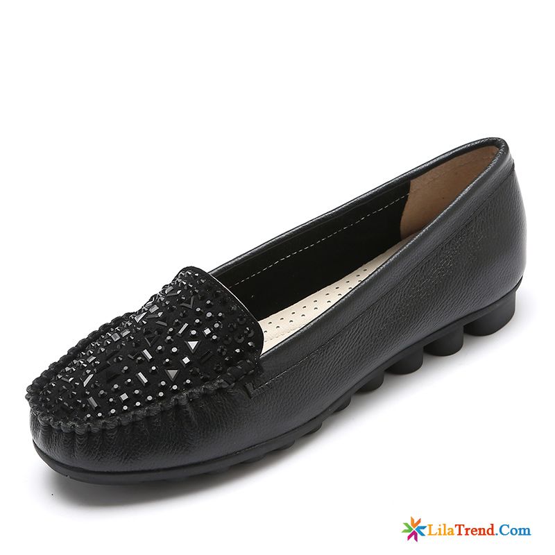 Damenstiefel Schwarz Fahrschuhe Weiche Sohle Slip-on Damen Schwarz Günstig