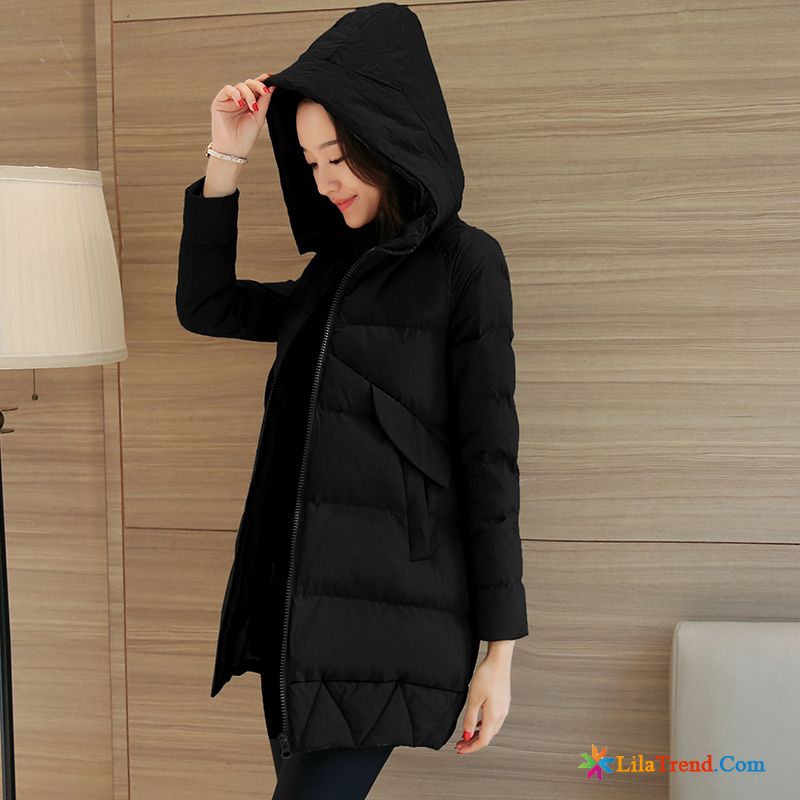 Daunenjacke Damen Schwarz Schlank Lange Baumwolle Winter Damen Günstig