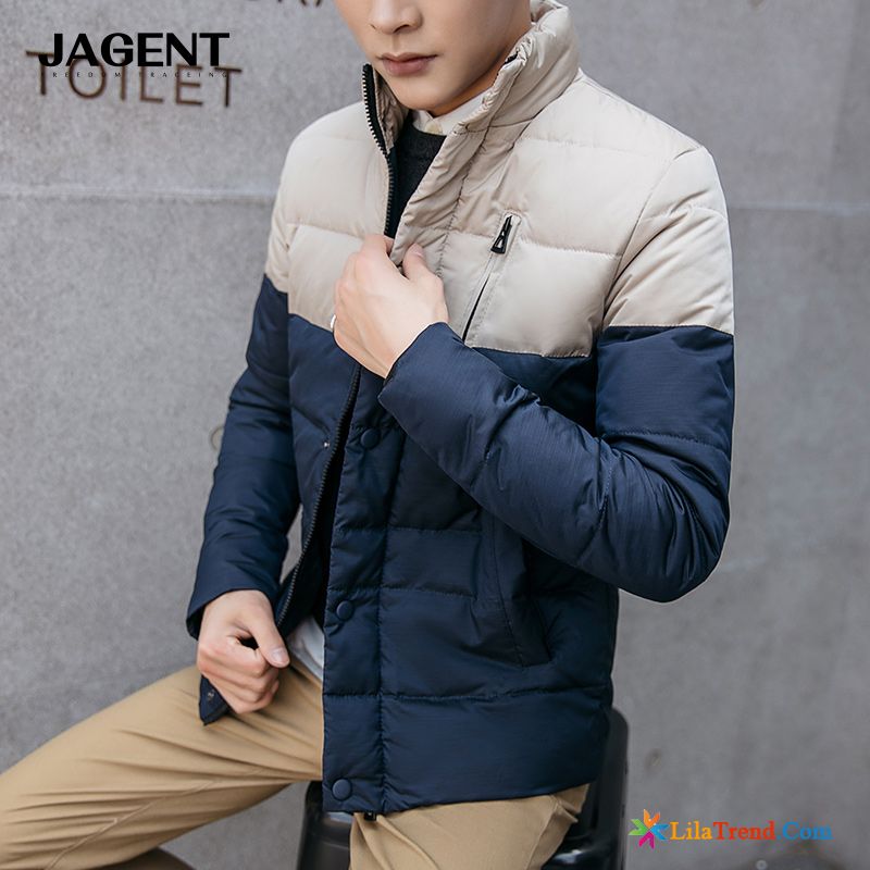 Daunenjacke Mode Herren Sandbeige Stehkragen Neu Trend Überzieher Herren Kaufen