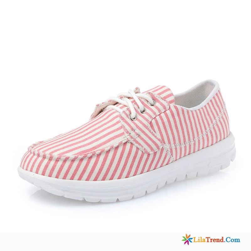 Dunkelblaue Sneaker Damen Schnürschuhe Flache Streifen Casual Ultra Günstig