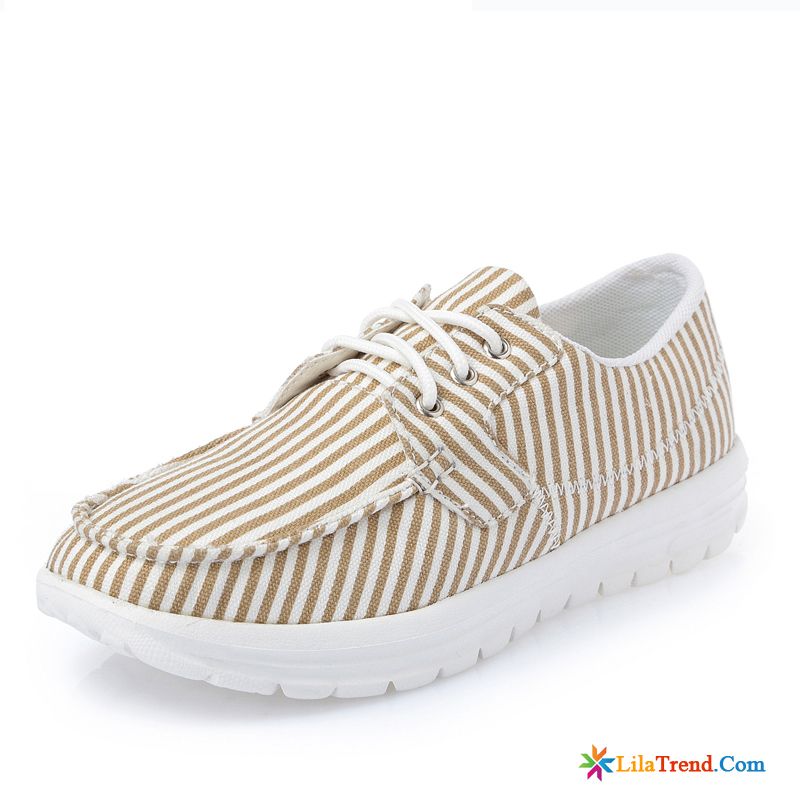 Dunkelblaue Sneaker Damen Schnürschuhe Flache Streifen Casual Ultra Günstig