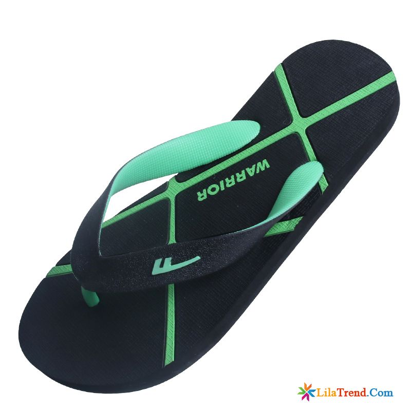 Edle Hausschuhe Herren Lindgrün Weiche Sohle Draussen Strand Flip Flops Schwarz