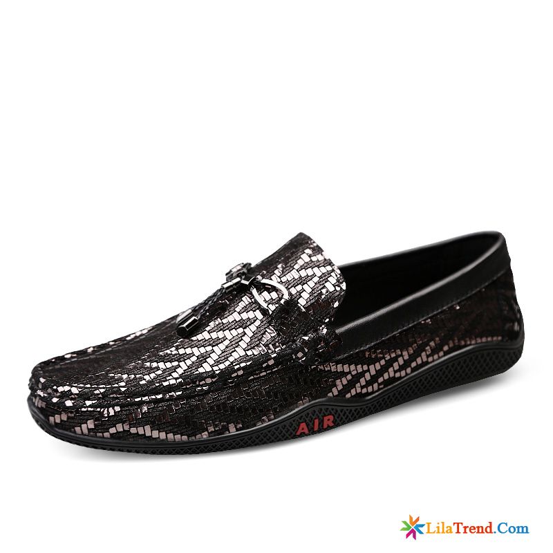 Elegant Schnürschuhe Herren Flieder Slip-on Schwarz Sommer Atmungsaktiv Mokassins Kaufen