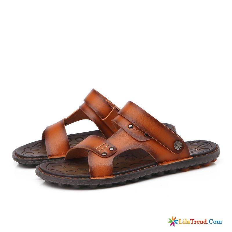 Geflochtene Schuhe Herren Rotblond Sandalen Casual Echtleder Schuhe Sommer Sale