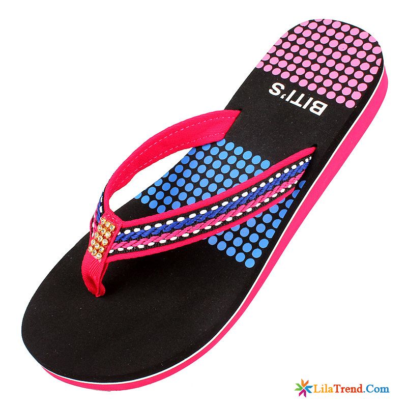 Gefütterte Hausschuhe Damen Damen Flip Flops Hausschuhe Outwear Rot Günstig