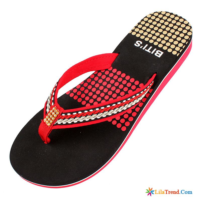 Gefütterte Hausschuhe Damen Damen Flip Flops Hausschuhe Outwear Rot Günstig