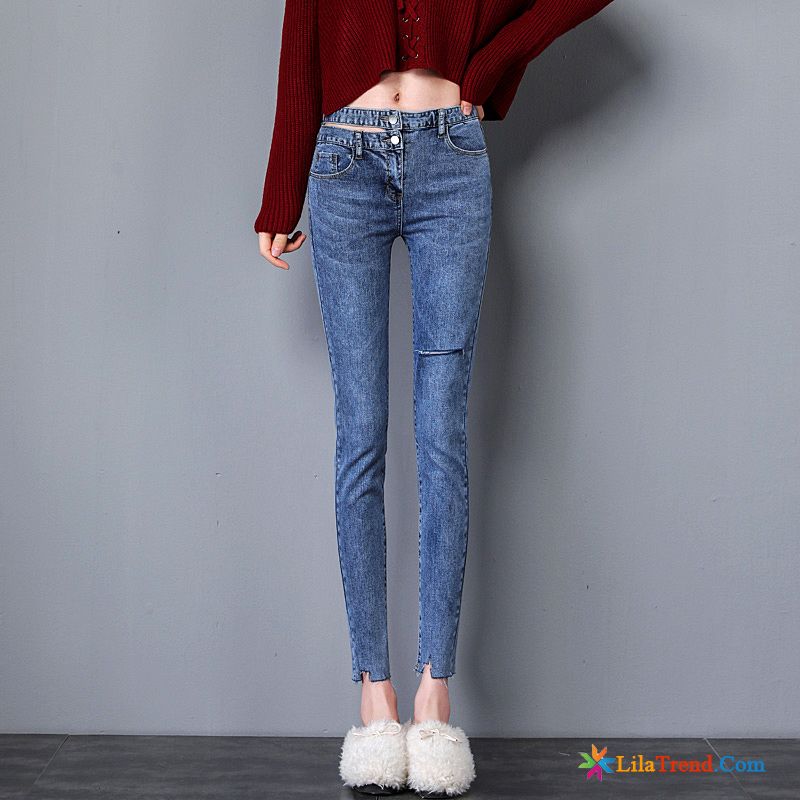 Graue Röhrenjeans Damen Orangerot Hose Jeans Schwarz Dünn Bleistift Hose Günstig