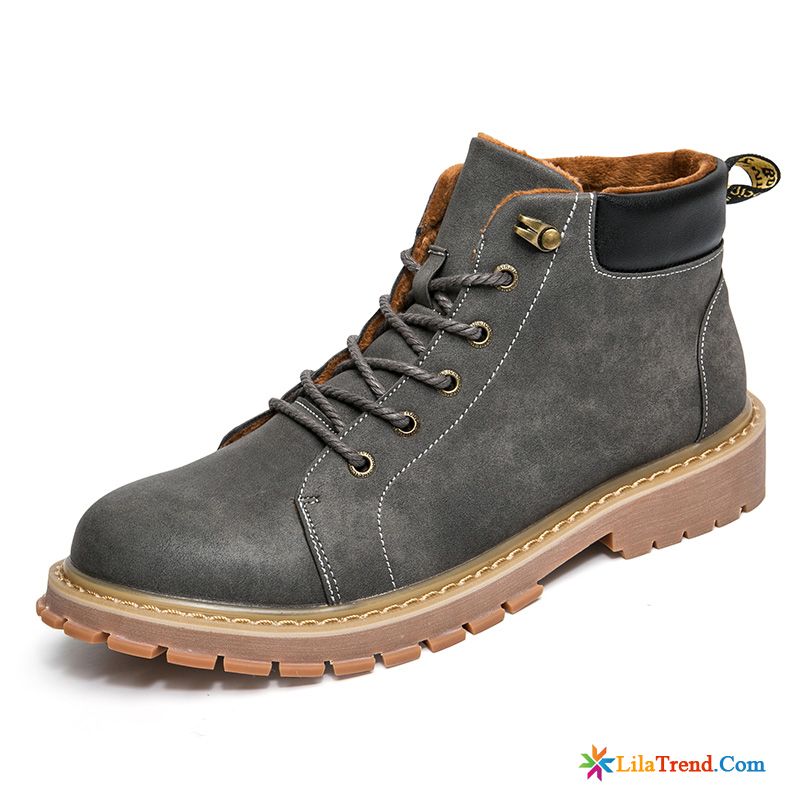 Graue Wildlederschuhe Herren Winter Wüste Cargo Kurze Stiefel Thermische Günstig