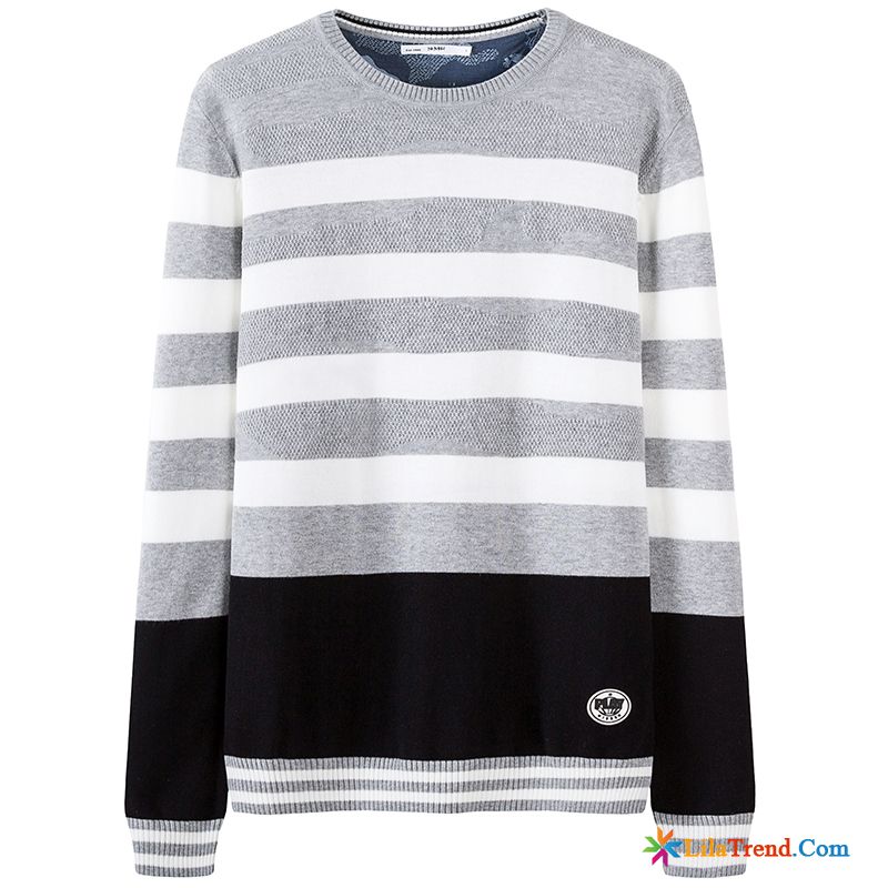 Günstige Pullover Herren Rundausschnitt Pullover Trend Herren Streifen Billig