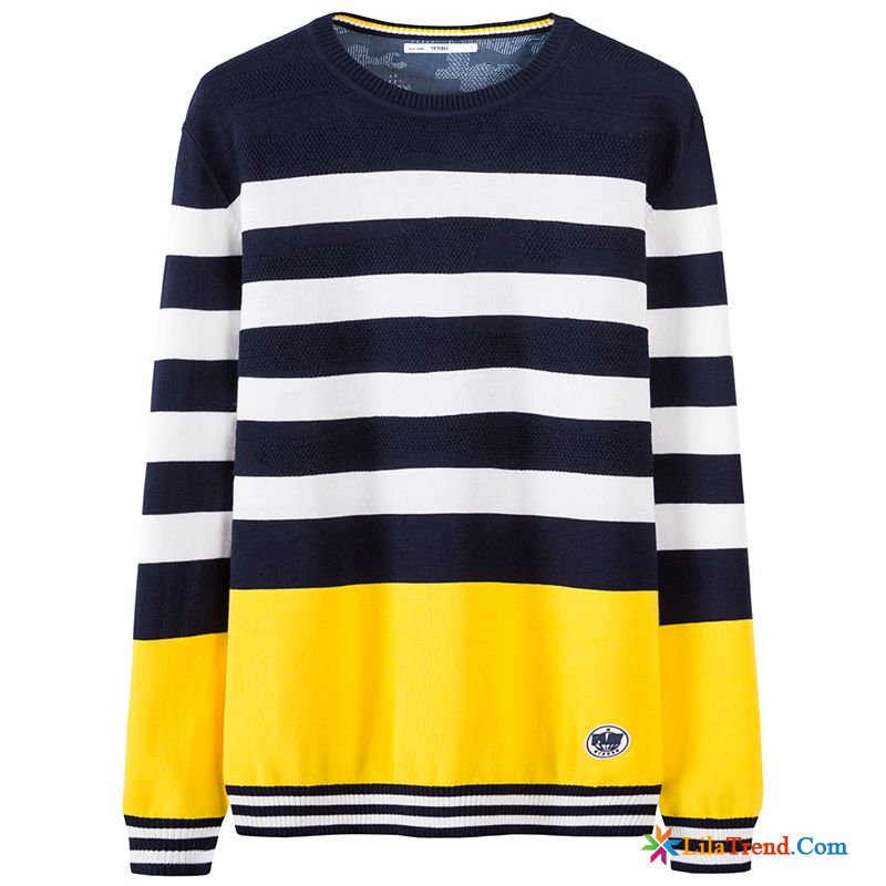 Günstige Pullover Herren Rundausschnitt Pullover Trend Herren Streifen Billig