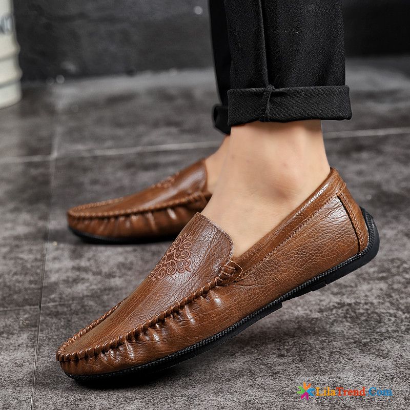 Halbschuhe Herren Schnürschuhe Orangenfarbig Slip-on Casual Herbst Faul Mokassins Günstig