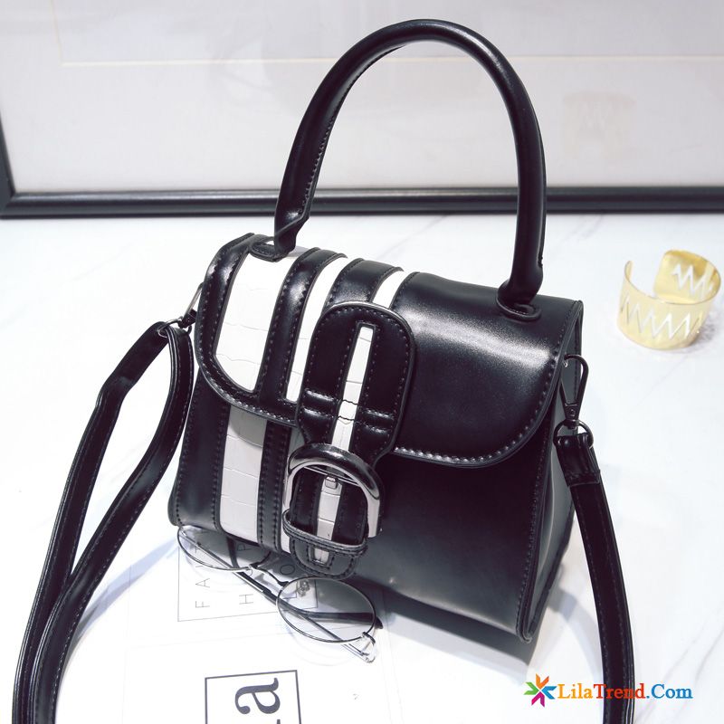 Handtasche Schwarz Damen Rosarot Lackleder Mode Tragbar Hit Farbe Das Neue Günstig