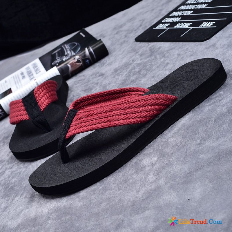 Hausschuh Socken Herren Hellrot British Sommer Pantolette Flip Flops Trend