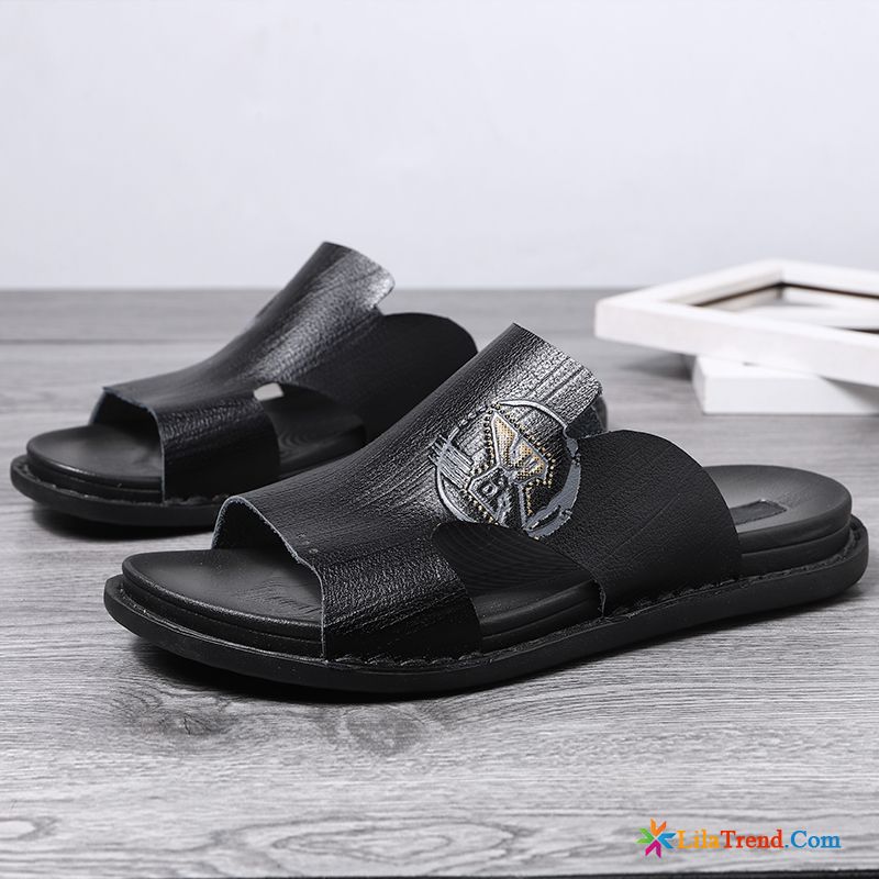 Hausschuhe Herren Leder Braun Weiss Mesh Sandalen Mode Trend Neue Günstig