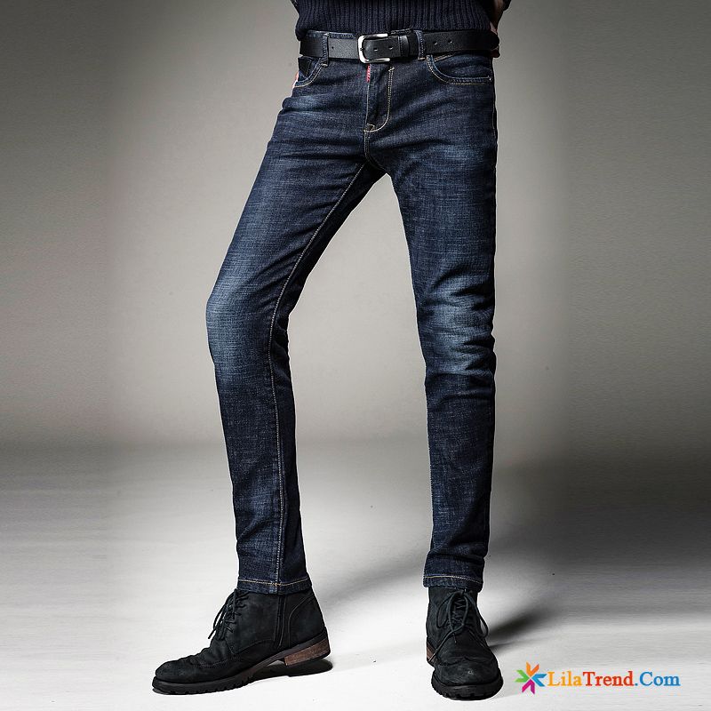 Hellblaue Jeans Herren Schlank Elastisch Trend Lange Herbst Verkaufen