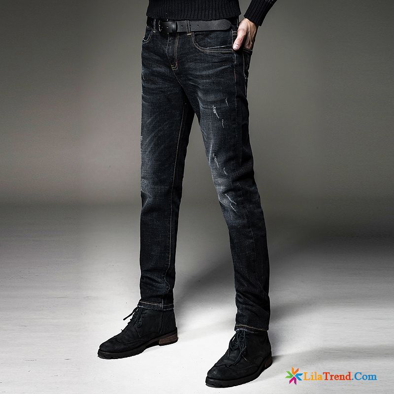 Hellblaue Jeans Herren Schlank Elastisch Trend Lange Herbst Verkaufen