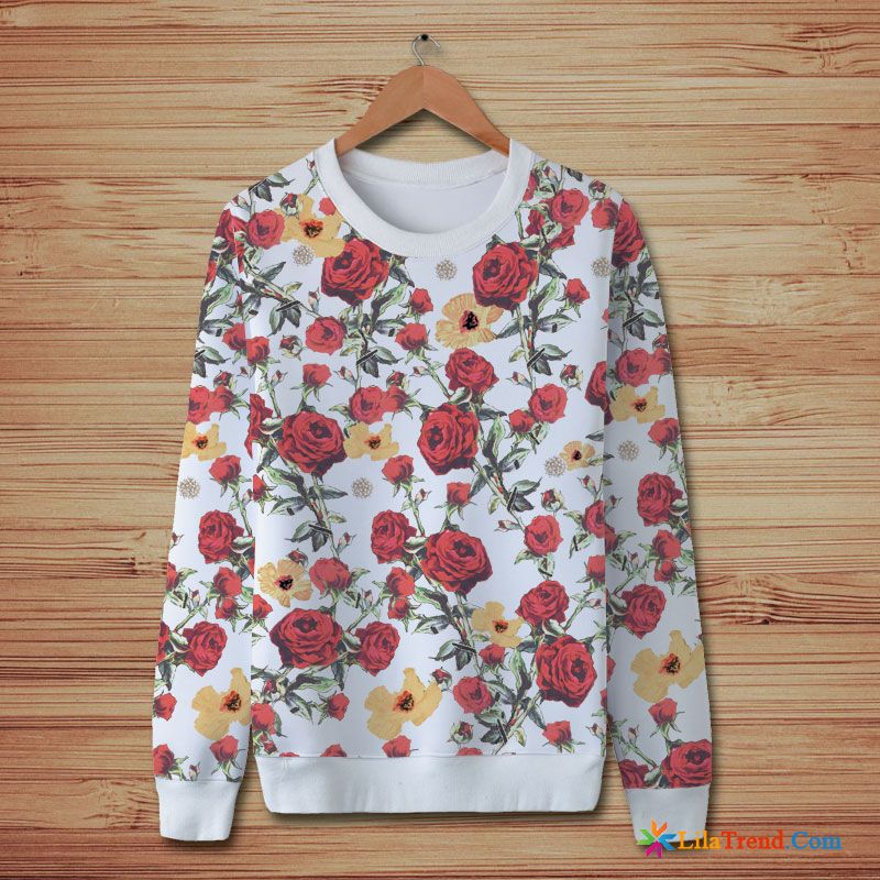 Hemd Kapuzenpulli Herren Rosa Herbst Blumen Schmetterling Lange Ärmel Überzieher Billig