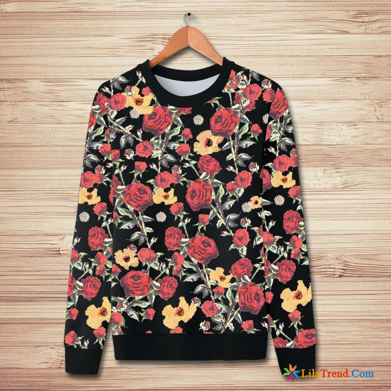 Hemd Kapuzenpulli Herren Rosa Herbst Blumen Schmetterling Lange Ärmel Überzieher Billig