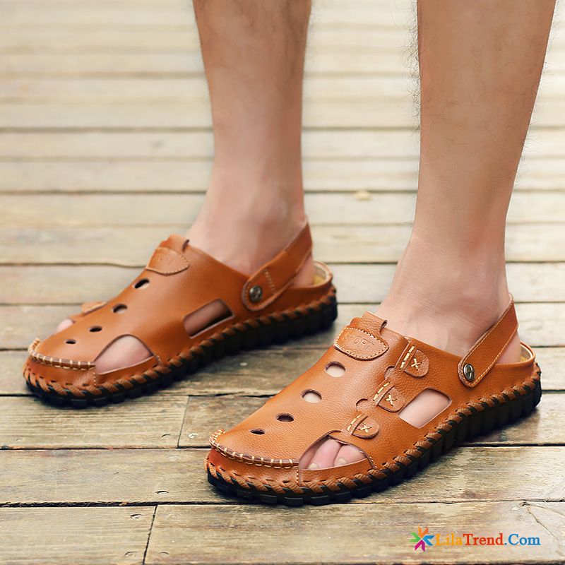 Herren Braun Echtleder Neue Pantolette Sommer Trend Verkaufen