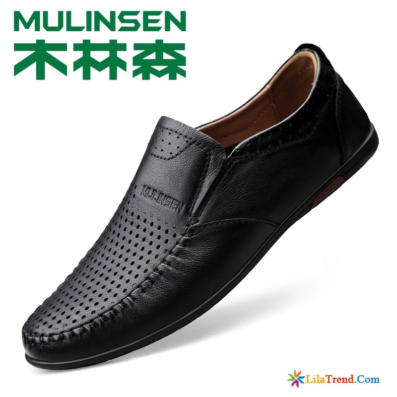 Herren Halbschuhe Braun Dunkelgrau Schuhe Mokassins Hohl Lederschuhe Casual Billig