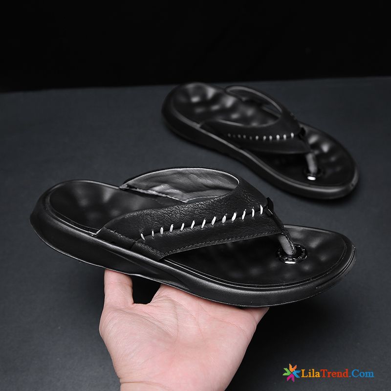 Herren Hausschuhe Filz Hellbraun Pantolette Strand Mode Flip Flops Massage Billig